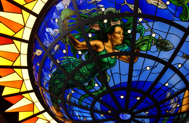 The Atlantic Globe above the entrance to Boardwalk Hall in Atlantic City, N.J.